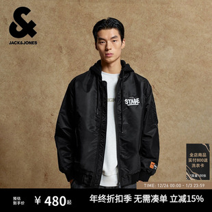 飞行夹克宽松连帽棒球服加厚保暖棉衣男装 杰克琼斯外套男款 秋冬季