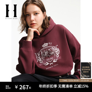 舒适保暖连帽卫衣女装 秋冬NFL联名巴尔 摩乌鸦队时尚