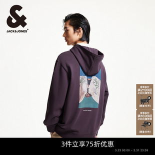 新款 春季 字母刺绣日常百搭略宽松连帽卫衣 DALI联名款 杰克琼斯男装