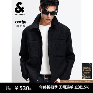 冬季 杰克琼斯男装 衬衫 式 轻薄 羽绒服男夹克外套短款 肌理羽绒服