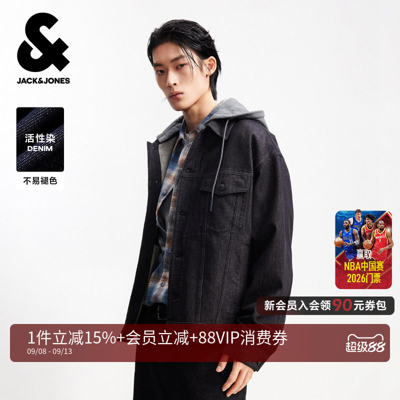 杰克琼斯原色牛仔外套假两件秋图片