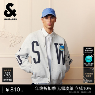 杰克琼斯NBA联名金州勇士球队男装夹克春季时尚潮宽松棒球领外套