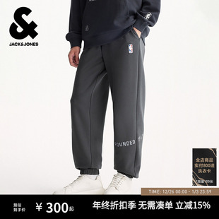 卫裤 杰克琼斯男装 长裤 略宽松束脚裤 NBA联名刺绣图案潮流酷 秋季