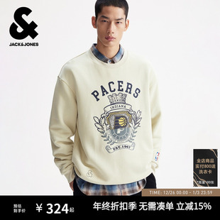 杰克琼斯秋冬季 卫衣上衣NBA联名印第安纳步行者队宽松潮流 男装