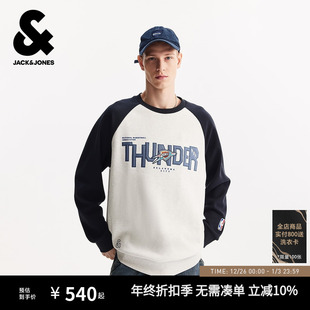 时尚 杰克琼斯NBA联名2025年秋季 卫衣宽松圆领长袖 男装 上衣 新款