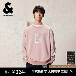 上衣225333129 纯棉字母刺绣长袖 杰克琼斯男装 秋冬卫衣新款