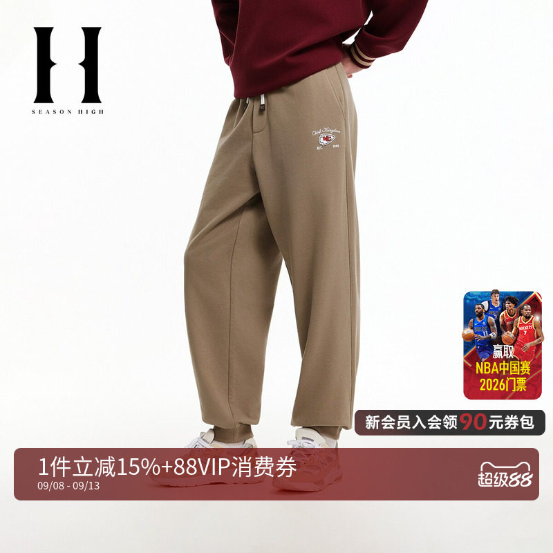 SEASONHIGH男装NFL联名酋长队秋季新款抽绳加绒内里宽松休闲裤潮图片