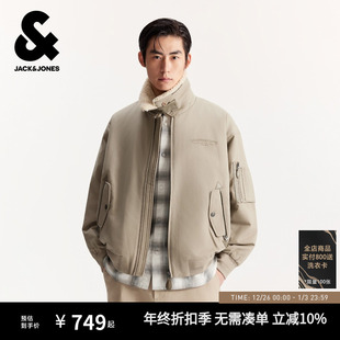 精致刺绣休闲宽松仿羊羔绒翻领棉衣棉服外套 新款 杰克琼斯男装 冬季