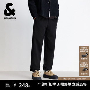 杰克琼斯男装春秋卫裤合体纯色日常百搭收口裤脚加绒抽绳长裤裤子