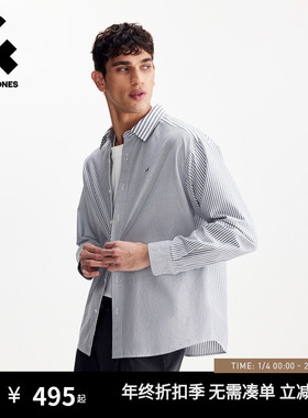 杰克琼斯2026年春季新款男装衬衫宽松尖领时尚长袖纯棉舒适上衣