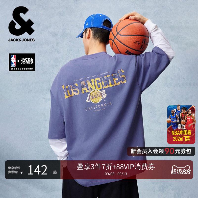 NBA联名杰克琼斯重磅纯棉T恤图片