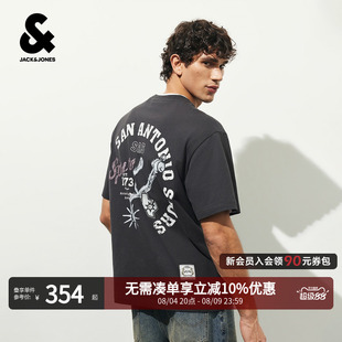 [复古DNA T]杰克琼斯NBA联名马刺队夏季T恤纯棉圆领宽松短袖上衣