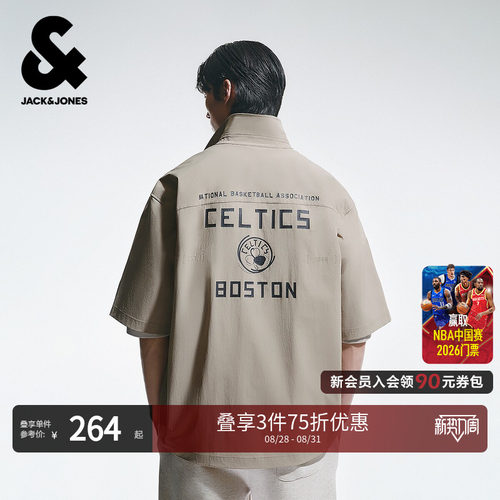 NBA联名凯尔特人男尖领短袖衬衫
