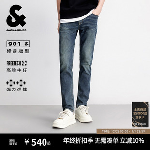 牛仔裤 春季 新款 弹力长裤 杰克琼斯男装 水洗简约纯色修身 子 易拉伸