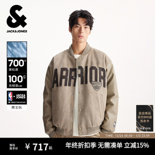冬宽松麂皮绒百搭外套 杰克琼斯NBA联名男装 颜值轻暖羽绒服