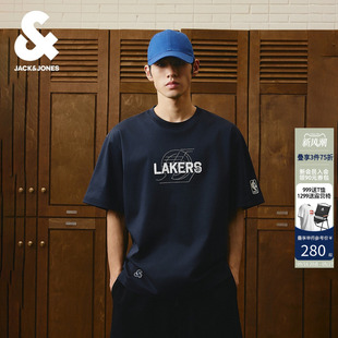 【NBA联名湖人队】杰克琼斯男装T恤宽松圆领时尚短袖226301020