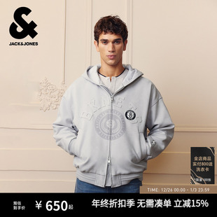 杰克琼斯NBA联名男装 刺绣连帽宽松休闲保暖外套 棉服秋冬新款