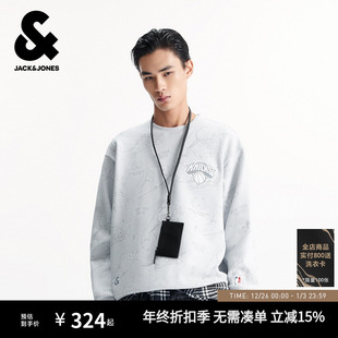 纽约队刺绣圆领卫衣225333005潮 男新款 杰克琼斯男装 士生NBA联名款