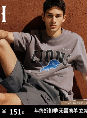 【NFL联名】SEASON HIGH2025年秋季底特律雄狮队宽松短袖T恤男装