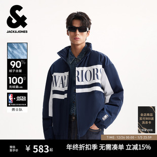 短款 杰克琼斯NBA联名冬立领美式 保暖外套男装 颜值轻暖羽绒服