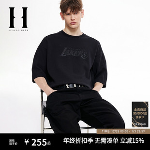 NBA联名 男装 SEASON 短袖 湖人队篮球华夫格T恤 HIGH2025年秋季