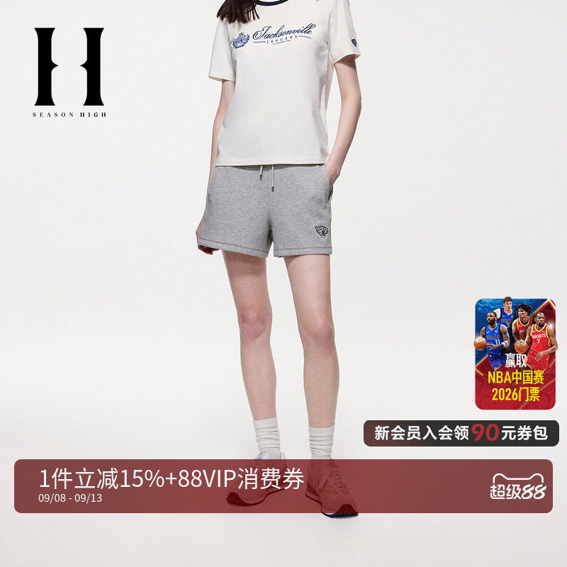SEASONHIGH夏季NFL联名双侧插袋松紧抽绳短裤女装舒适亲肤时尚潮图片