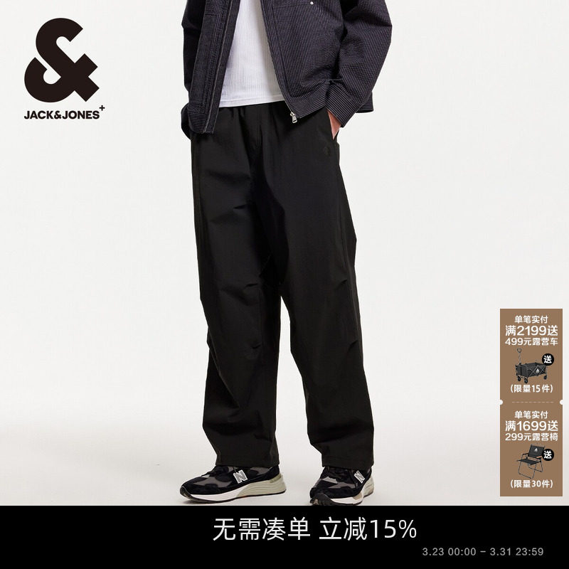 [凉感伞裤]杰克琼斯男装春季户外褶皱伞兵裤下装休闲裤男士长裤子
