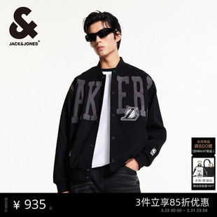 外套 夹克2026年潮流棒球领长袖 杰克琼斯NBA联名湖人队男装 春季