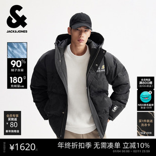 杰克琼斯男装NBA联名洛杉矶湖人队羽绒服男春冬刺绣宽松连帽外套