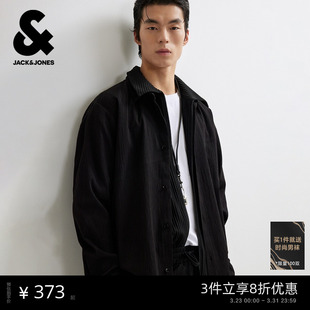 时尚 上衣衬衫 百搭略宽松翻领纽扣舒适肌理感面料 春季 杰克琼斯男装