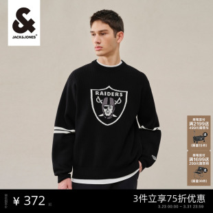 男装 NFL联名宽松舒适纯棉毛衣织花圆领针织衫 新款 杰克琼斯24春季
