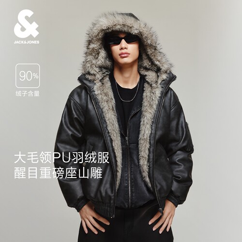 杰克琼斯男装复古座山雕羽绒服