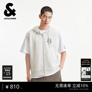 【NBA联名款雄鹿队】杰克琼斯男装春卫衣短袖上衣宽松两件套设计