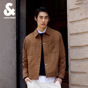 杰克琼斯男装春季新款夹克外套商务休闲上班通勤常规款翻领上衣zb