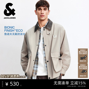 【巴恩风防泼水夹克】杰克琼斯男士外套春季宽松翻领工装上衣男装