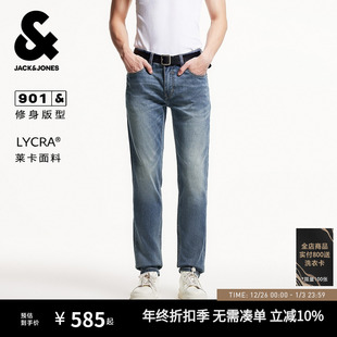 牛仔裤 YKK拉链水洗猫须修身 长裤 子男裤 士 901杰克琼斯秋季 男装 新款
