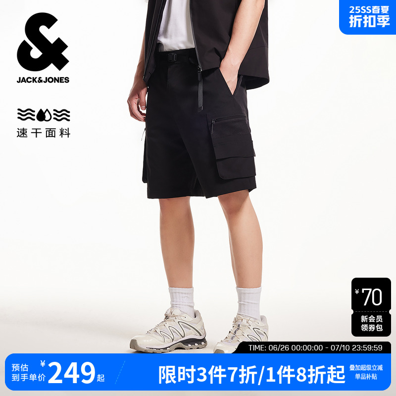 【吸湿速干】杰克琼斯男装户外宽松工装机能五分裤短裤子2025年夏