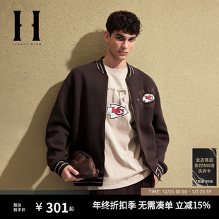 棒球领夹克立体字母撞色罗纹男 男士 SEASONHIGH NFL联名酋长队秋季
