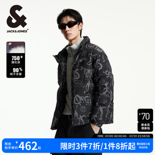 满印老花面包服短款 羽绒服男士 立领外套潮 新款 杰克琼斯2024秋冬季