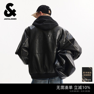 百搭宽松 夹克外套黑色简约可拆卸连帽设计时尚 杰克琼斯男装 春季