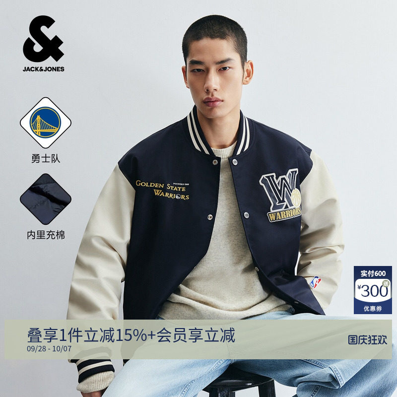 杰克琼斯NBA勇士男棒球棉服