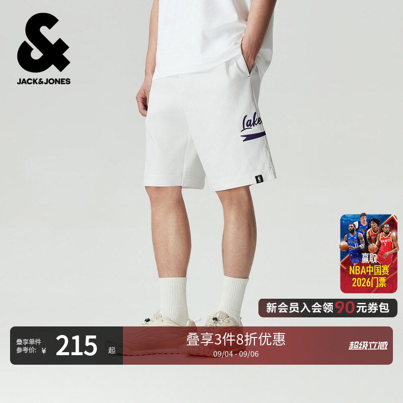 杰克琼斯NBA联名湖人队男装短裤夏季宽松裤子精致撞色22629F021潮图片