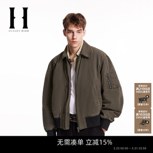 棉夹克翻领宽松潮流休闲多口袋上衣外套男 男士 SEASONHIGH春季 款