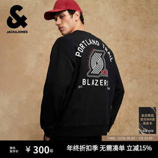 卫衣圆领字母上衣 秋季 杰克琼斯NBA联名开拓者队2025年新款 男装