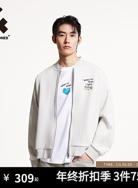 杰克琼斯男装BIG HUG联名款春秋冬25年情侣潮宽松棒球领夹克外套
