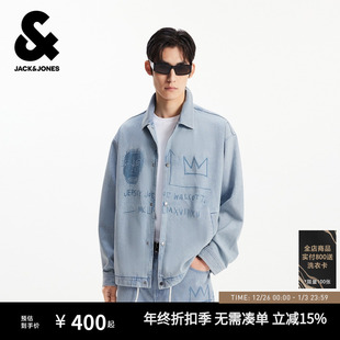新款 冬季 印花牛仔夹克外套翻领宽松潮上衣 BSQ联名款 杰克琼斯男装