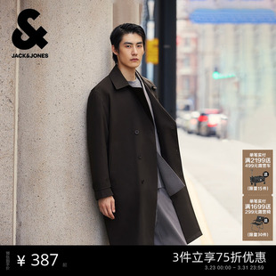 型双排扣门襟可拆卸腰带长款 夹克宽松版 外套上衣 春季 杰克琼斯男装