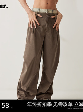 MLMR男装冬新款松弛感宽松阔腿工装裤子男女款复古休闲伞兵裤长潮
