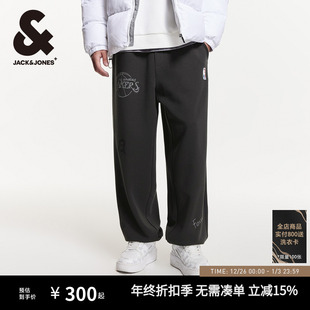 子男款 杰克琼斯男装 长裤 NBA联名湖人队篮球弹力针织休闲裤 秋季