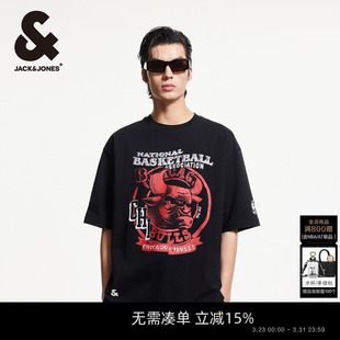 t恤上衣男装 潮流篮球NBA联名芝加哥公牛队短袖 时尚 杰克琼斯春季